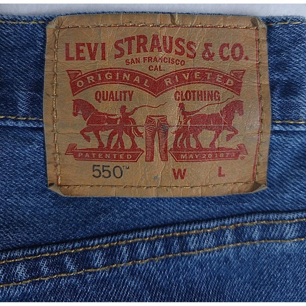 Levis‎ 550 Mens Jeans 48x29 Blue Relaxed Fit Tapered Leg Classic Denim Waterless